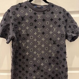Louis Vuitton Gray Monogram Short Sleeve T‑Shirt with Raised Motif